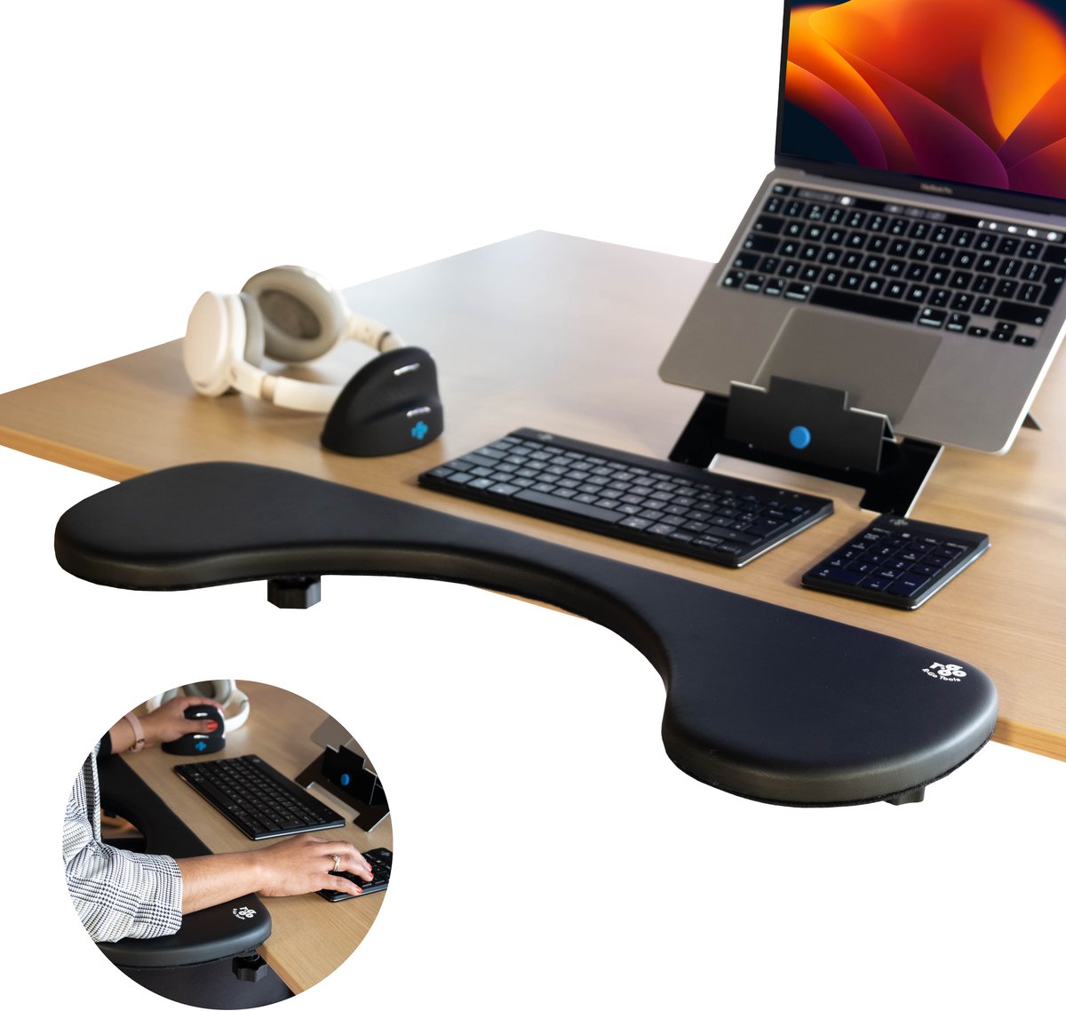 R-go tools r-go armsteun bureau - ergonomisch - symmetrisch - zachte schuimvulling - kunstleer - zwart