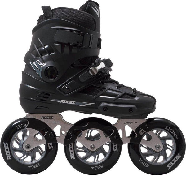 Roces ego tif 3x110 skeelers volwassenen - 3 wielen 110mm - speed skates inline skates - zwart zilver - maat 39