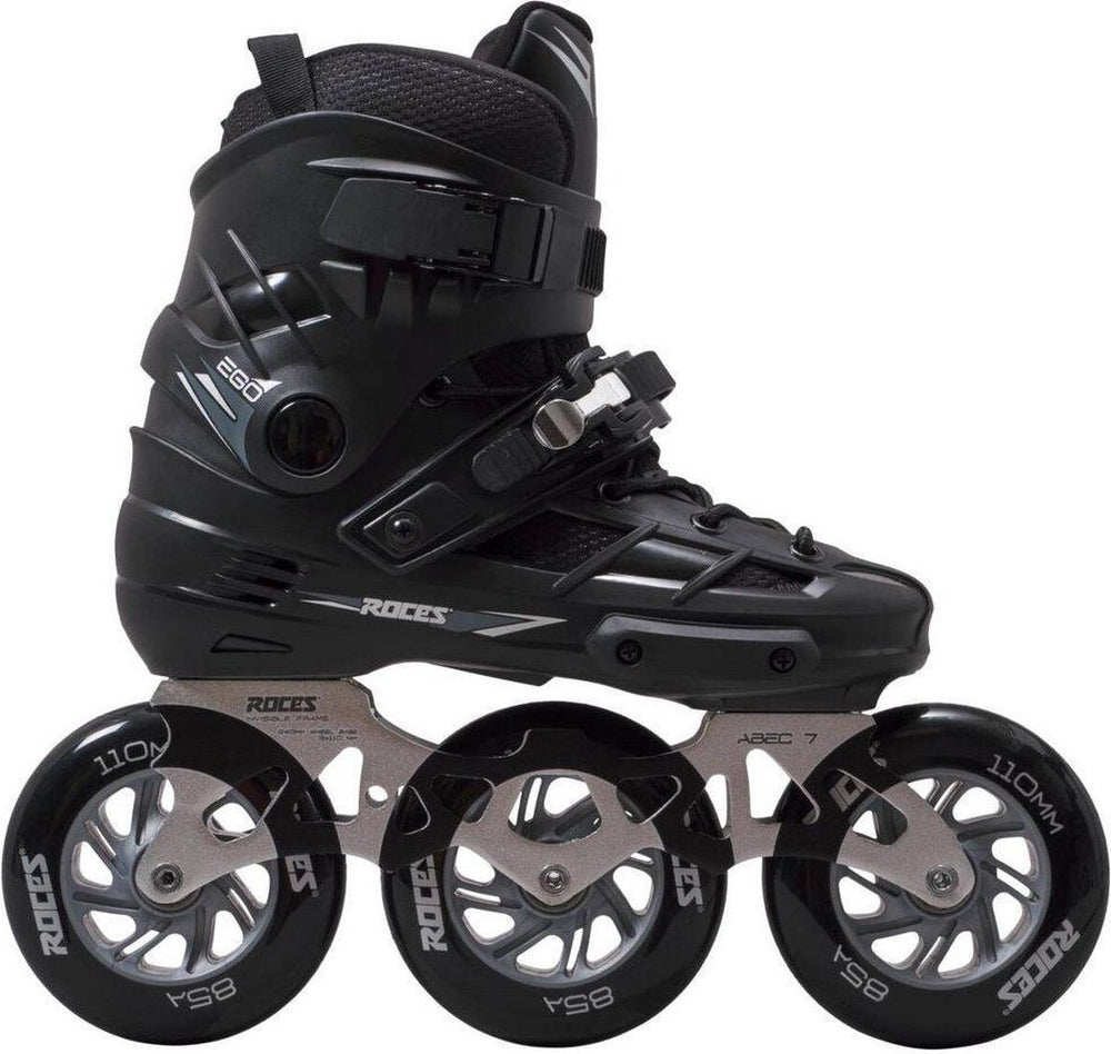 Roces ego tif 3x110 skeelers volwassenen – 3 wielen 110mm – speed skates inline skates – zwart zilver – maat 44