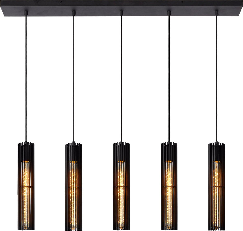 Lucide lionel - hanglamp - 5xe27 - zwart