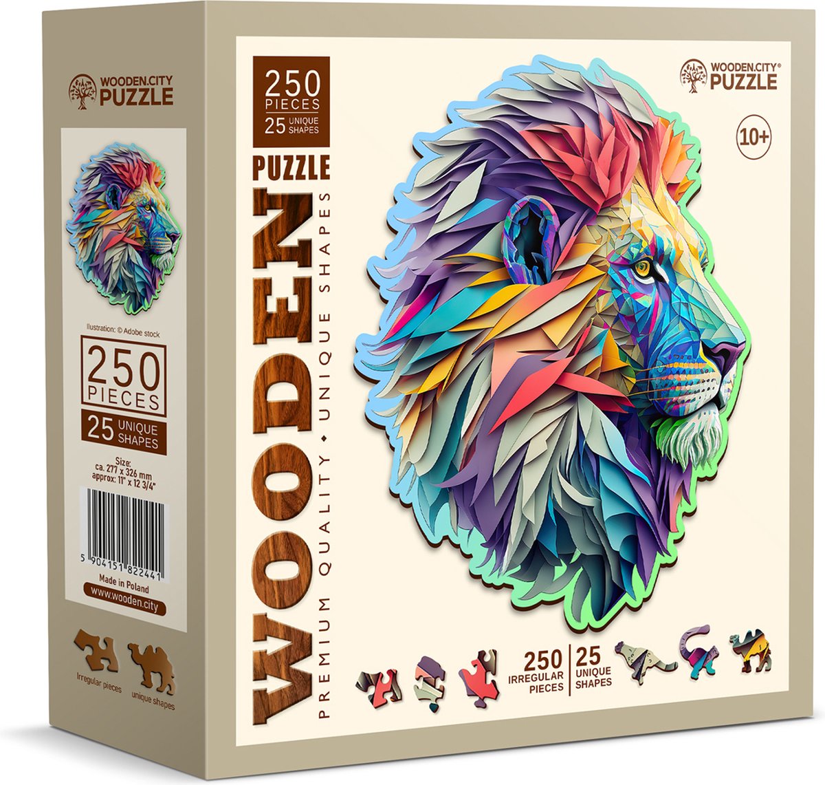 Wooden city puzzel - moderne leeuw - hout - 250st.