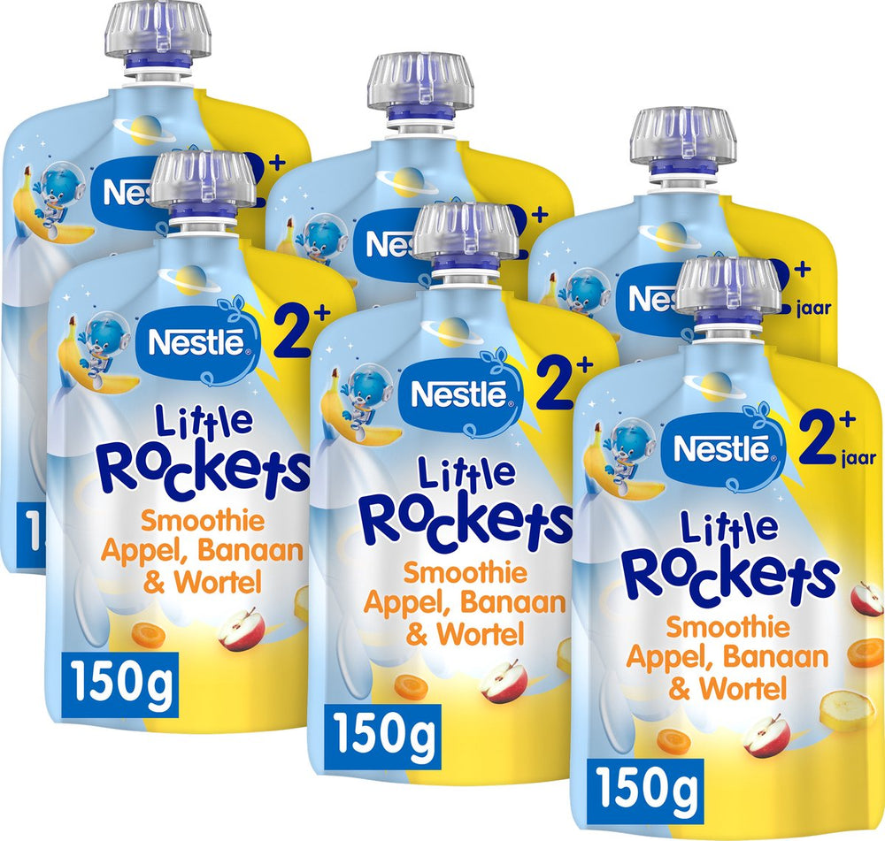 Nestlé little rockets appel banaan wortel - knijpfruit 2+ jaar - tussendoortjes - 6 x 150g