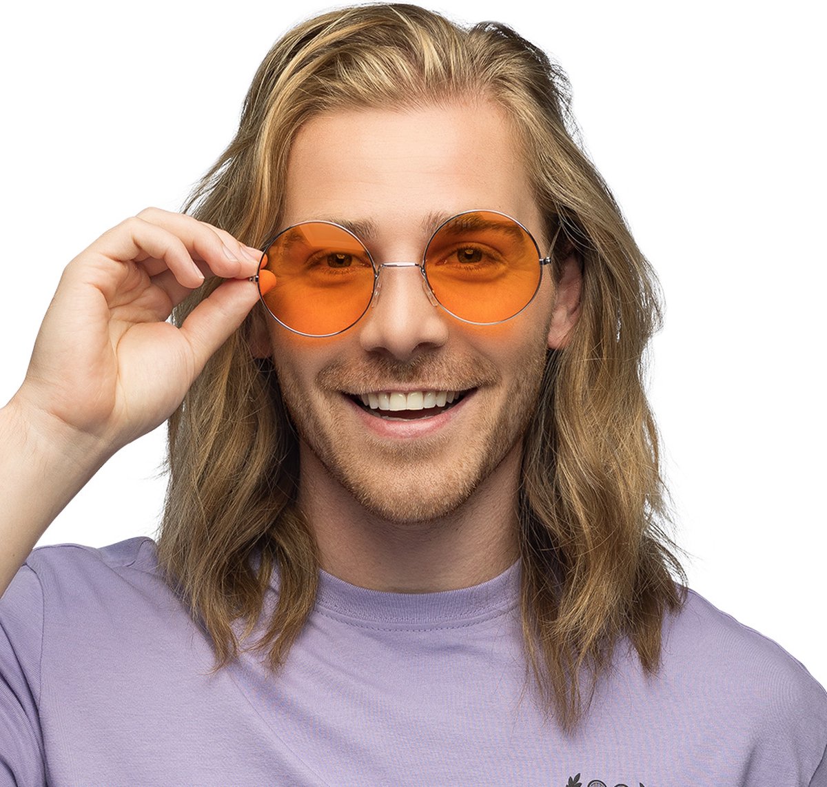 Boland partybril hippie xl oranje