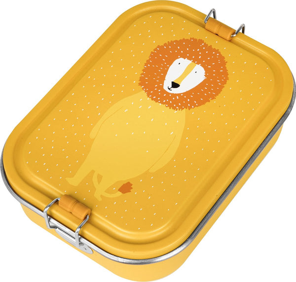 Trixie brooddoos groot - mr. lion - rsv lunchbox voor kinderen - makkelijk te openen broodtrommel - 2 vakken - geel - rvs