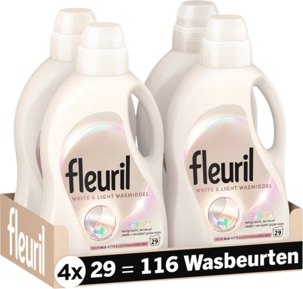 Fleuril white light - vloeibaar wasmiddel - witte en pastelkleuren was - 4x29 wasbeurten - voordeelverpakking