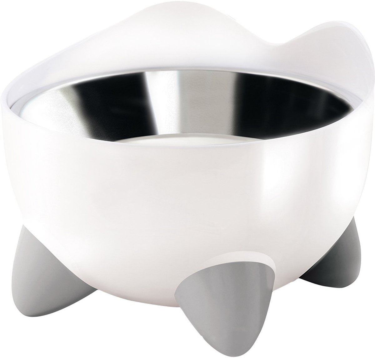 Catit ca pixi elevated feeding dish - met 2 rvs schalen - 200ml - 10x13,5cm wit