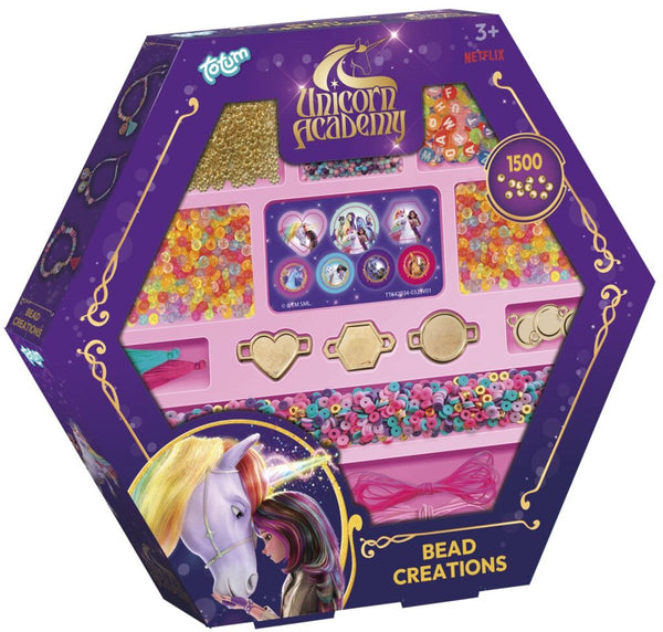 Totum unicorn academy kralen set voor armbandjes maken - 1500-delig - speelgoed kinderen - knutselen - voor meisjes en jongens - ook voor kleuters - vanaf 3 jaar -