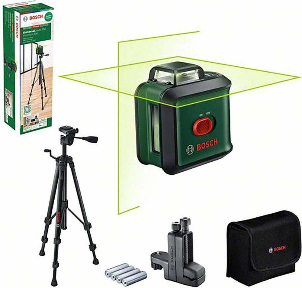 Bosch universallevel 360 premium set - 360° kruislijnlaser - inclusief statief - universele klem mm3 - opbergetui - batterijen