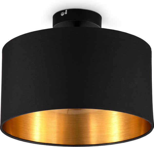 B.k.licht - plafondlamp - zwart-gouden - rond - decoratieve lamp - met e27 fitting - ø30cm