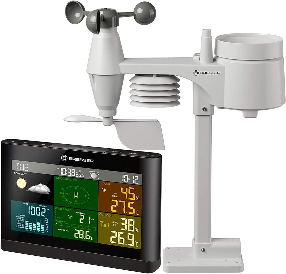 Bresser weerstation - met 5-in-1 multifunctionele buitensensor - regen- en windmeter - zwart