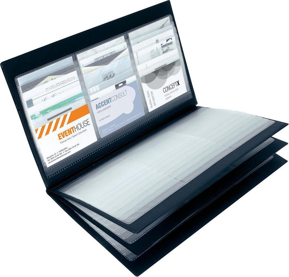 Sigel visitekaartmap - 180x300x19mm - zwart kunstleer - voor 288 kaarten - si-vz175