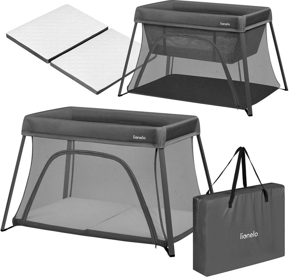 Lionelo alice – 3 in 1 babybedje, box en reisbedje –campingbed - matras met t25-schuim – 2 hoogteposities – lichtgewicht (5.5 kg) – compact opvouwbaar – ritssluiting – inclusief draagtas – afneembare wasbare hoes