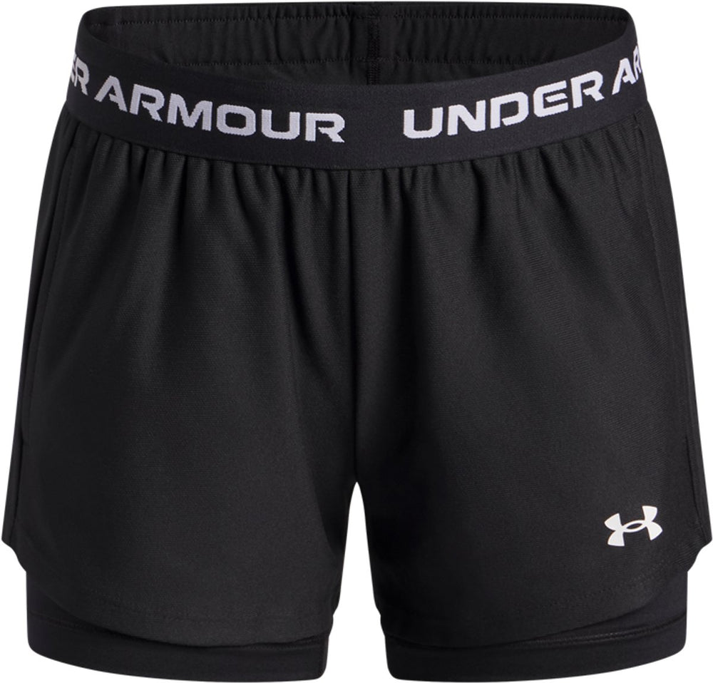 Under armour ua tech play up 2n1 short unisex sportbroek - zwart - wit