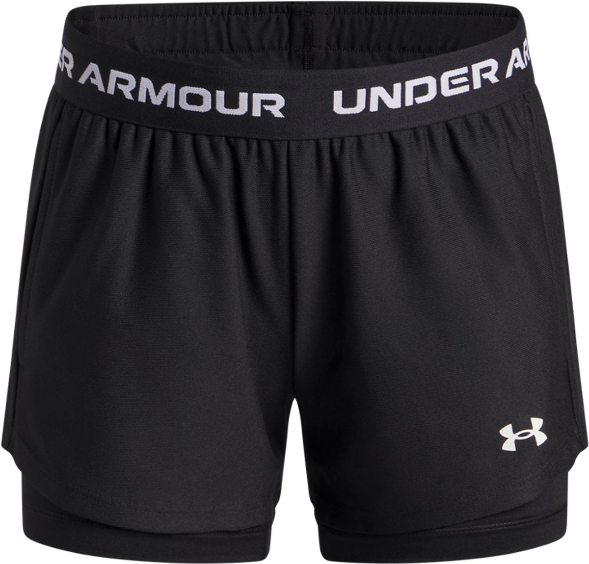 Under armour ua tech play up 2n1 short unisex sportbroek - zwart - wit