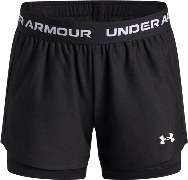 Under armour ua tech play up 2n1 short unisex sportbroek - zwart - wit 152