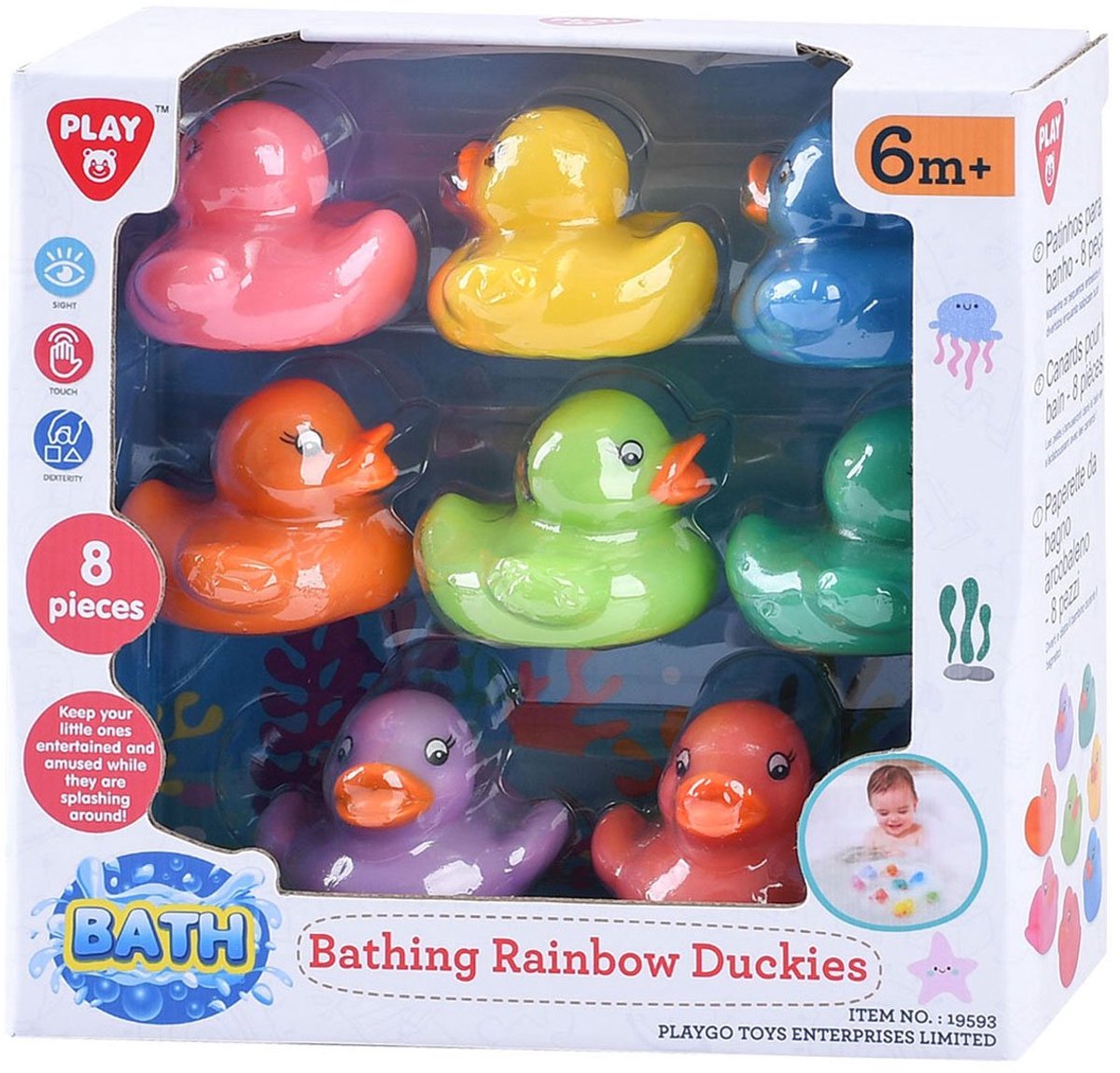 Speel regenboog badeendjes, 8st.
