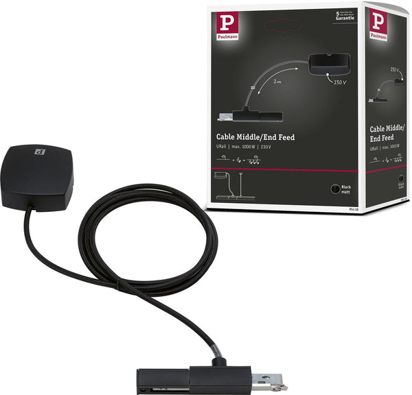 Paulmann urail voeding kabel 2m max. 1000w zwart mat