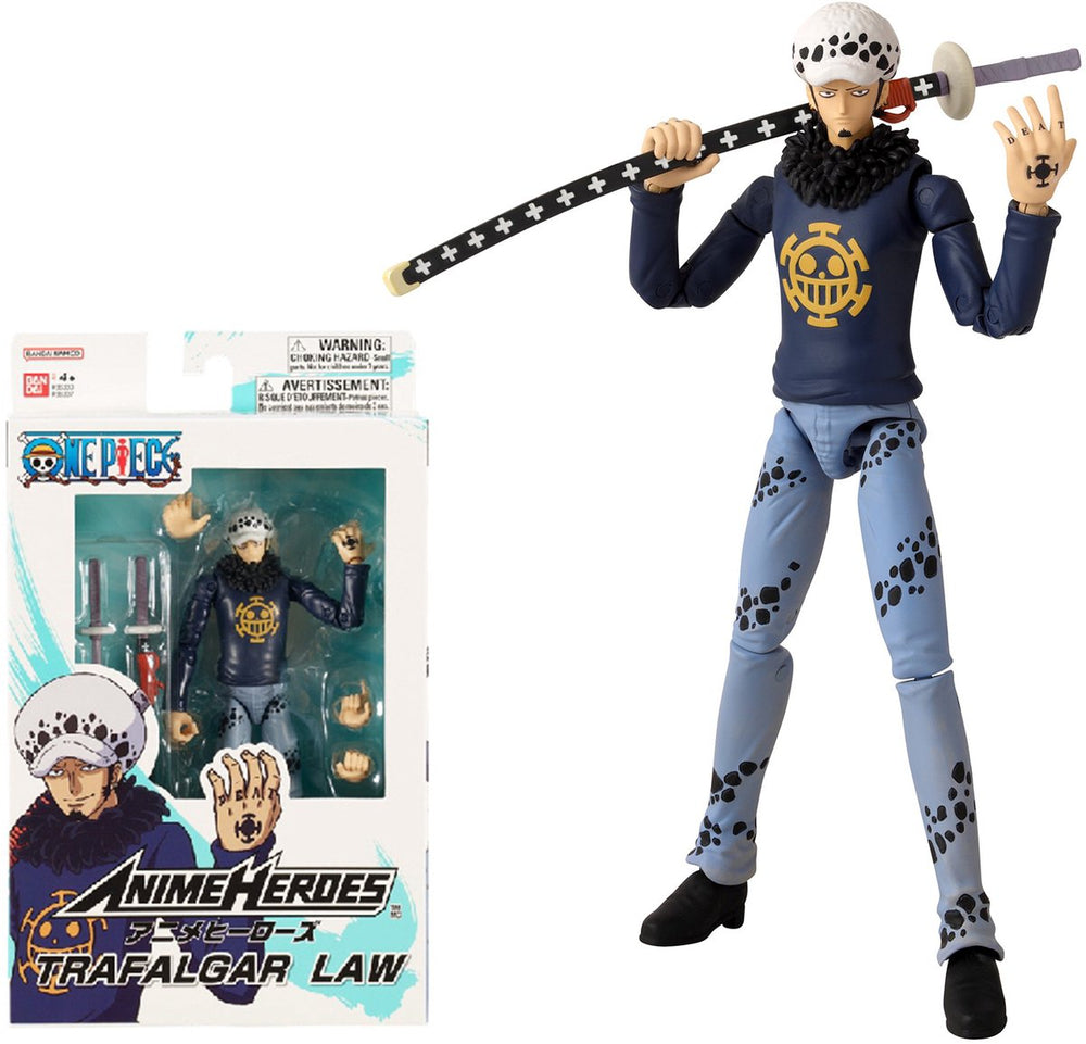 Bandai - anime heroes - one piece - 17cm anime heroes figuur - trafalgar law - law action figure - officiële licentie - 36937