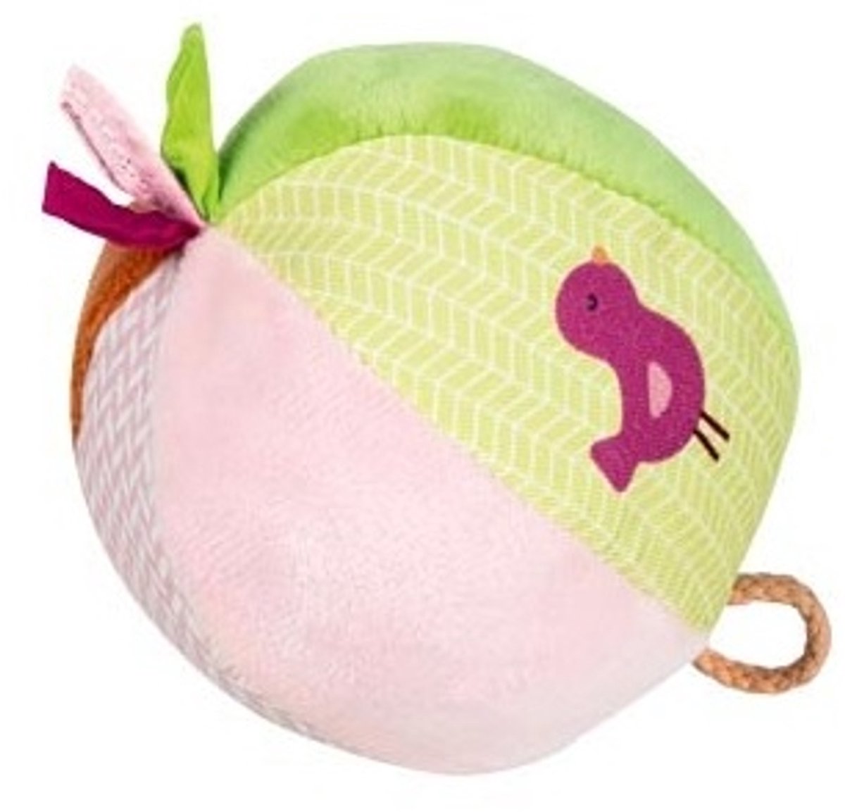 Goki zachte bal baby speelgoed met bel roze groen regenboog.