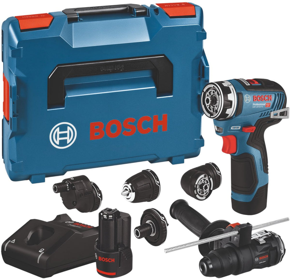 Bosch professional gsr 12v-35 fc flexiclick schroefboormachine +5x hulpstukken 12v 3.0ah in l-boxx - 06019h3008