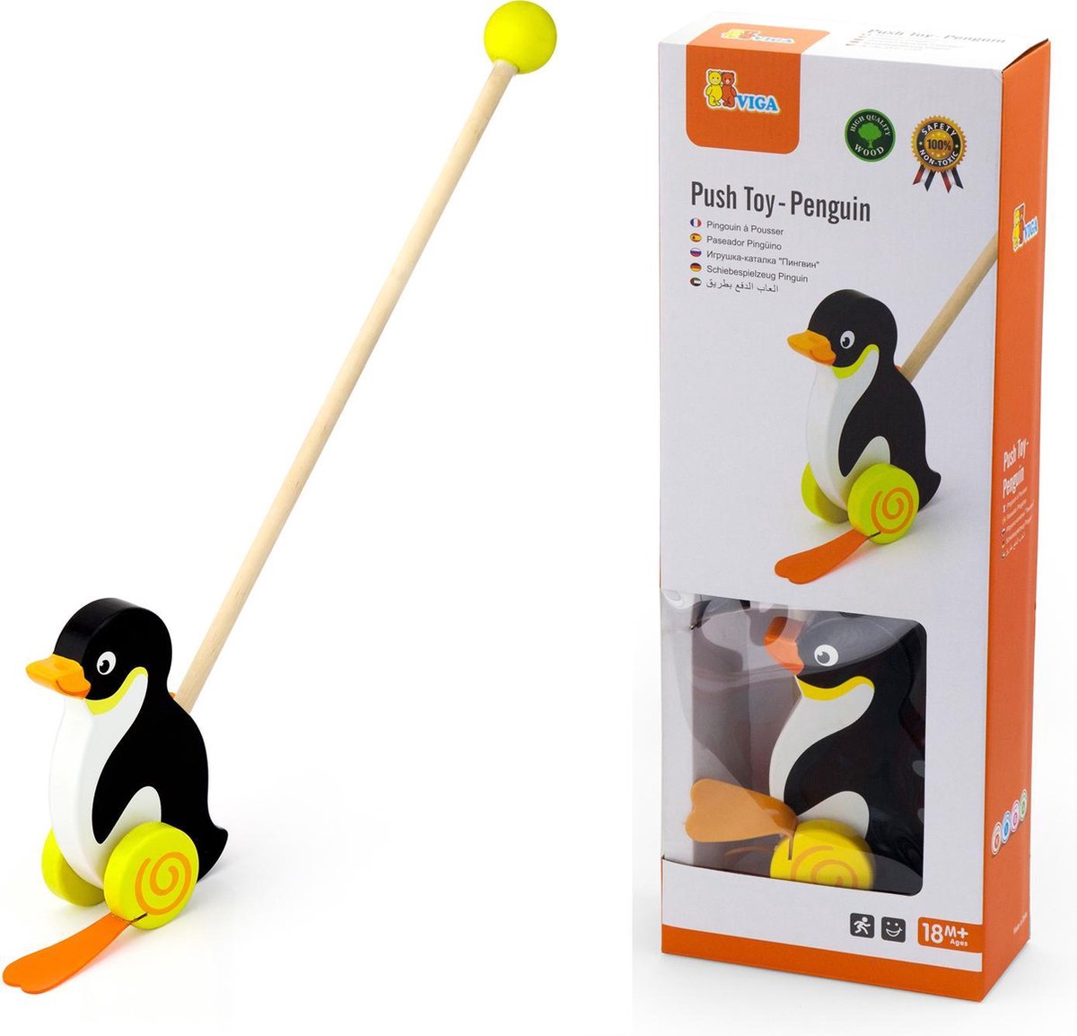Vigatoys duwstok - pinguin