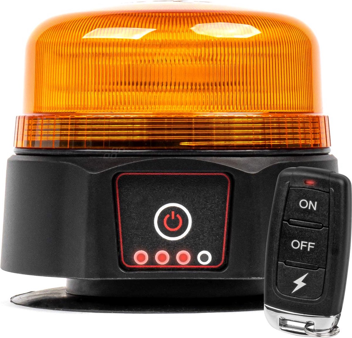 Amio oranje led batterij zwaailicht – noodverlichting afstandsbediening – magneet 36 led – 12v 24v oplaadbaar – ip66 r65 r10 sae class 1