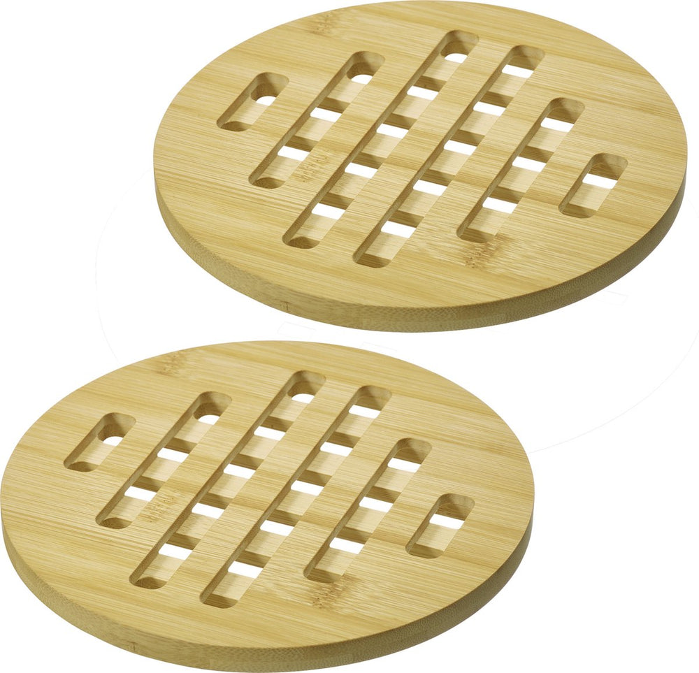 Westmark onderzetters tapas + friends – ronde onderzetters om de tafel te beschermen tegen krassen en brandplekken, ideaal voor de eettafel – bamboe, 20cm, 2 stuks