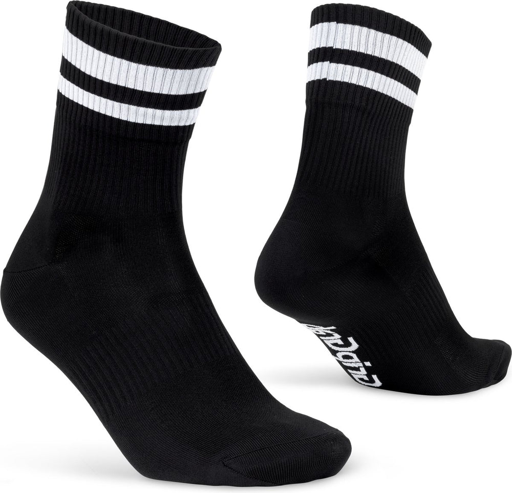 Gripgrab - original stripes crew zomer fietssokken gestreepte retro wielersport sokken coolmax - unisex - zwart - maat s (38-41)