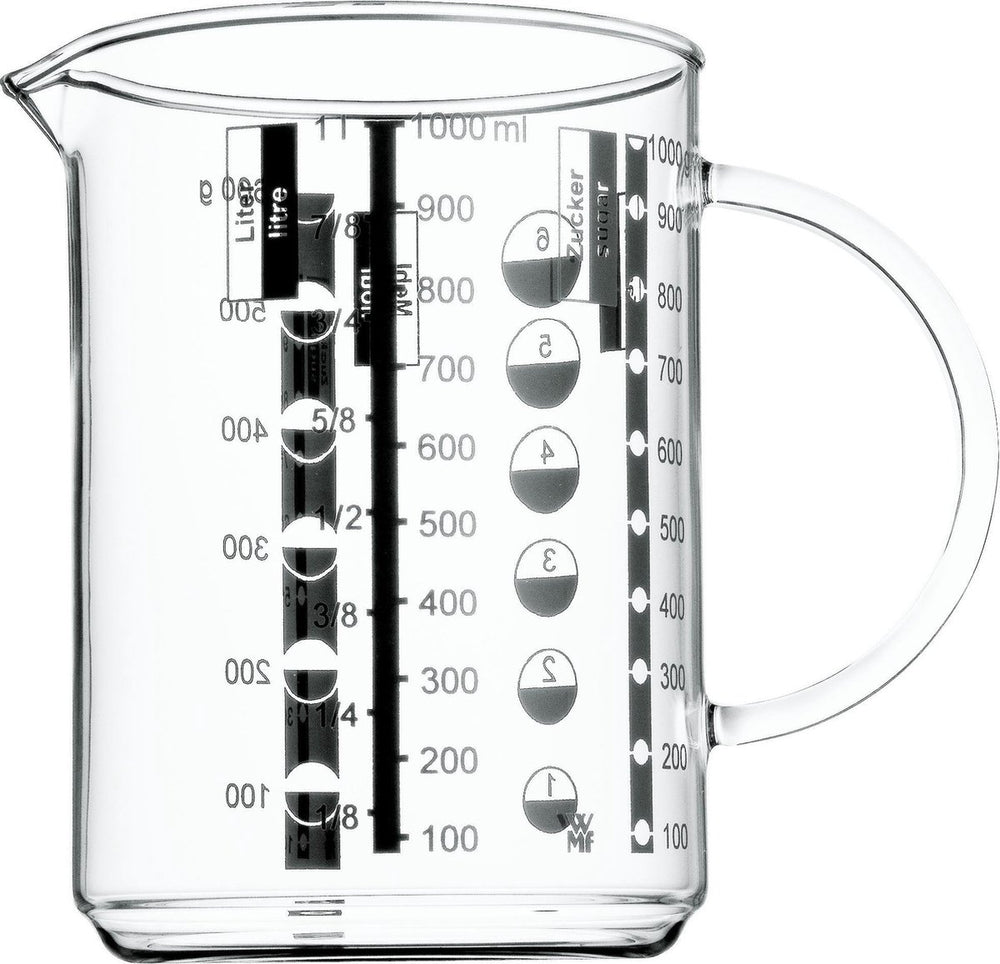Wmf gourmet maatbeker - 1l - glas - hittebestendig - met schaalverdeling