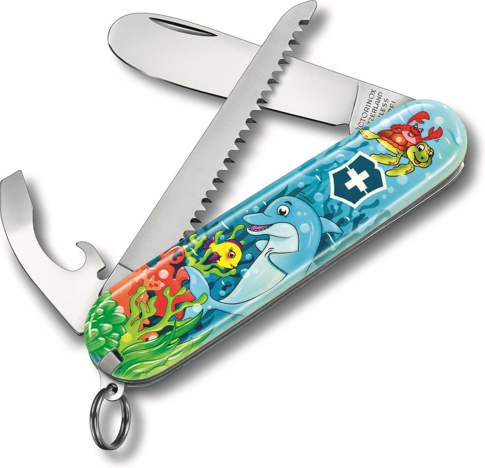 Victorinox my first junior zakmes - dolphin editie - 9 functies - met nekkoord en kleurboek
