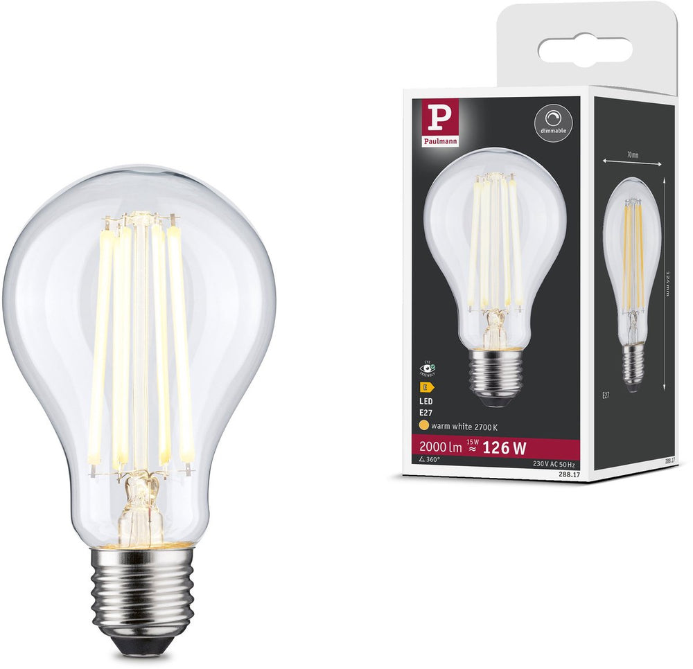 Paulmann filament 230 v led-gloeilamp e27 2000lm 15w 2700k dimbaar helder