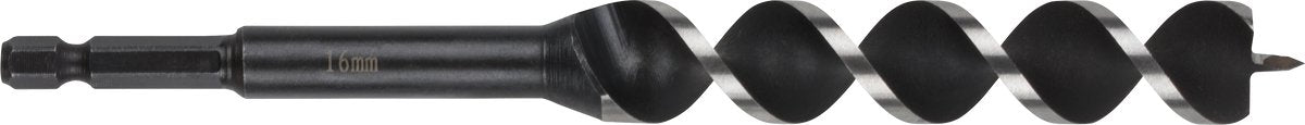 Wolfcraft - 16mm slangenboor voor houtbalken - 165mm - zeskantschacht houtboor - hex - boor voor hout - 7136000