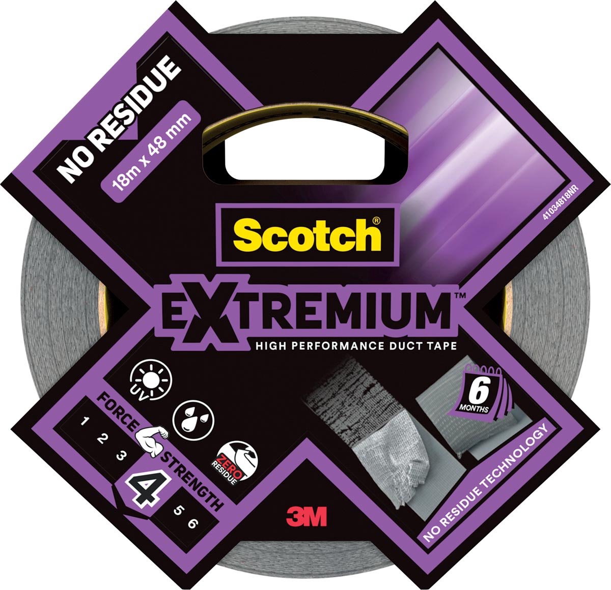 Scotch plakband extremium no residue duct tape 18.2mx48mm grijs