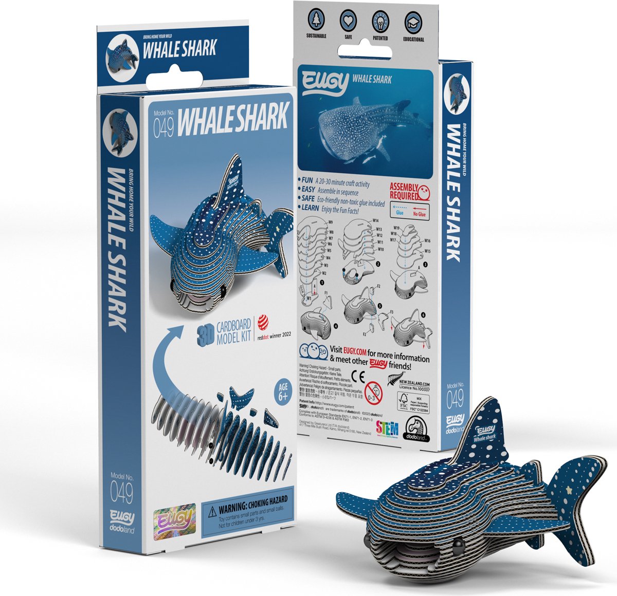 Eugy 3d puzzel - walvishaai - zeedieren - duurzaam - verzamel ze allemaal - 6 jaar
