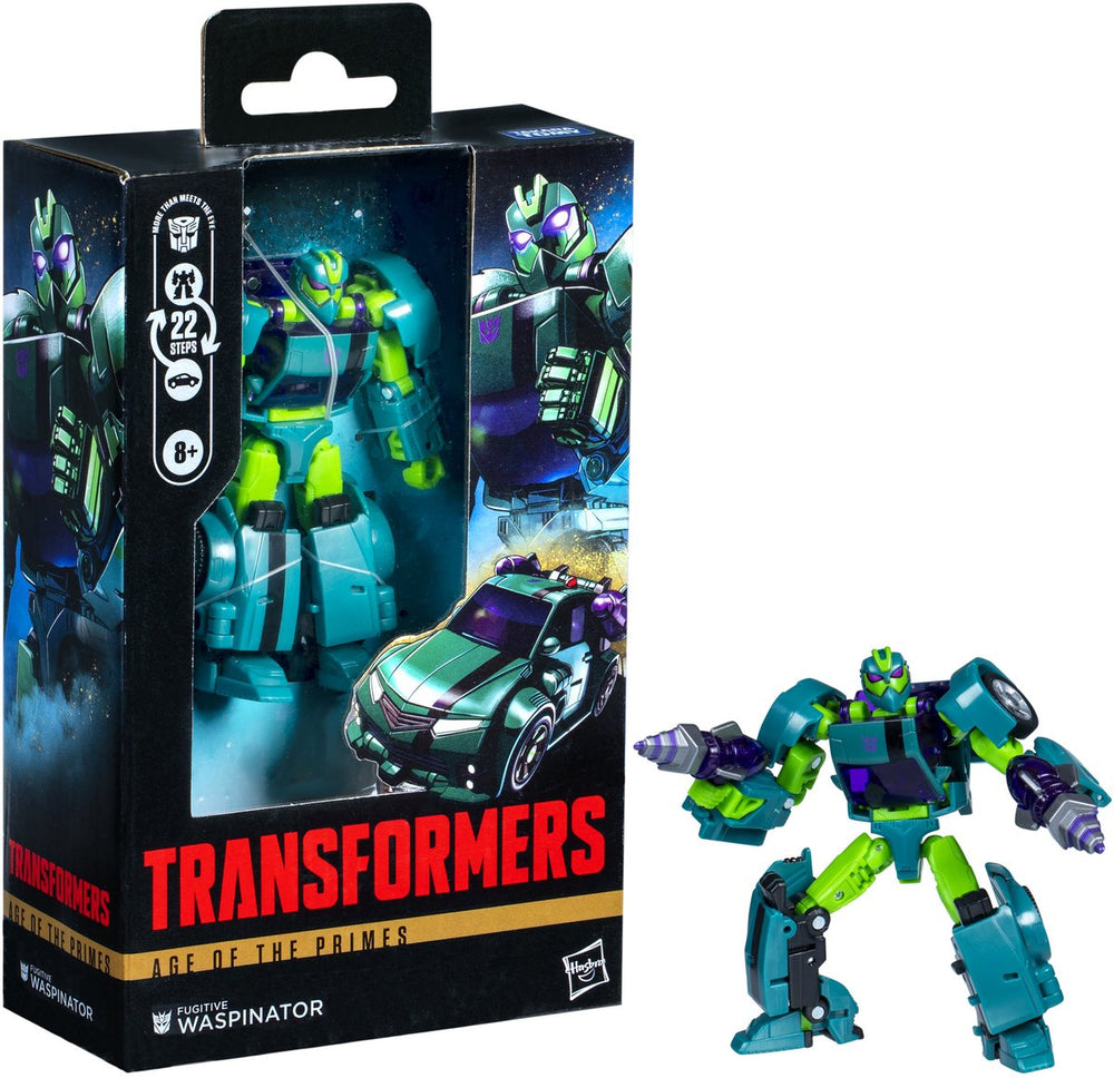 Hasbro transformers age of the primes deluxe class action figure the thirteen fugitive waspinator 14 cm action figuur