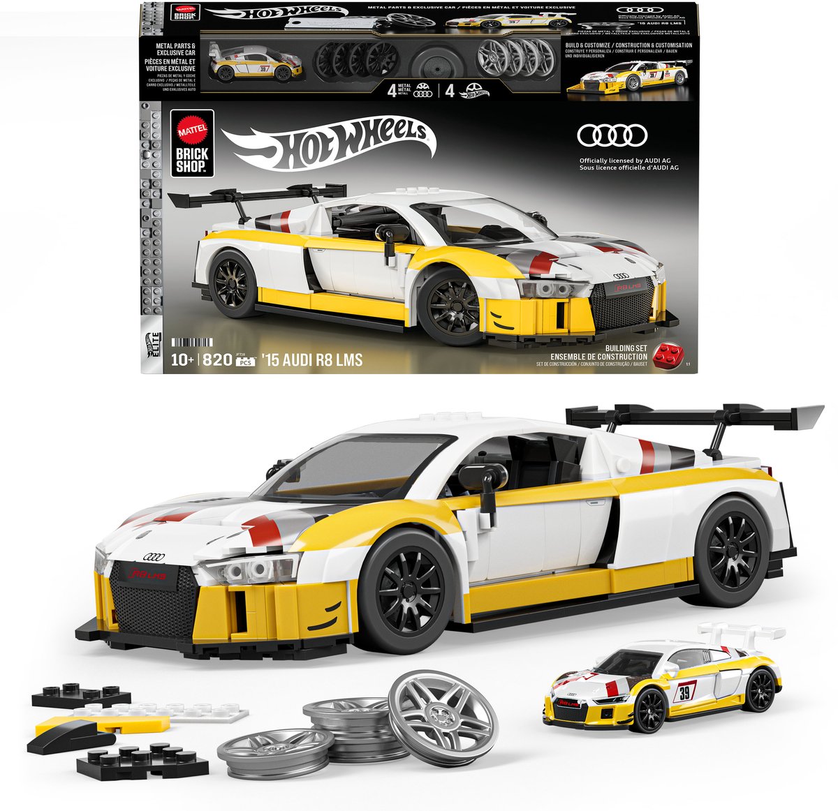 Mattel brick shop hot wheels elite serie - '15 audi r8 lms bouwspeelgoed - 820 onderdelen