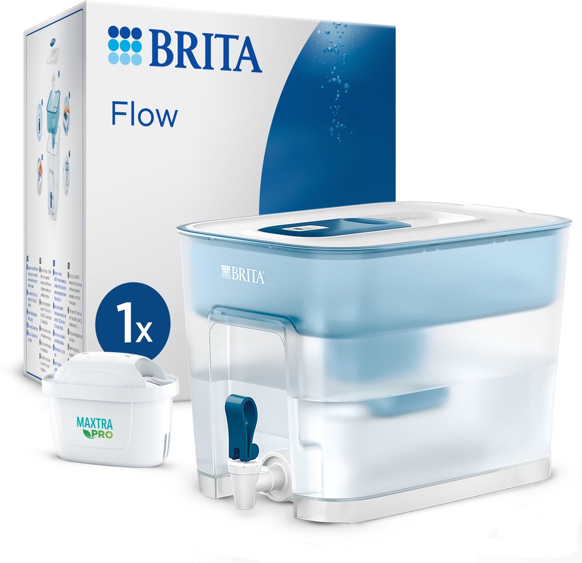 Brita flow waterfilter 8,2l blauw wit