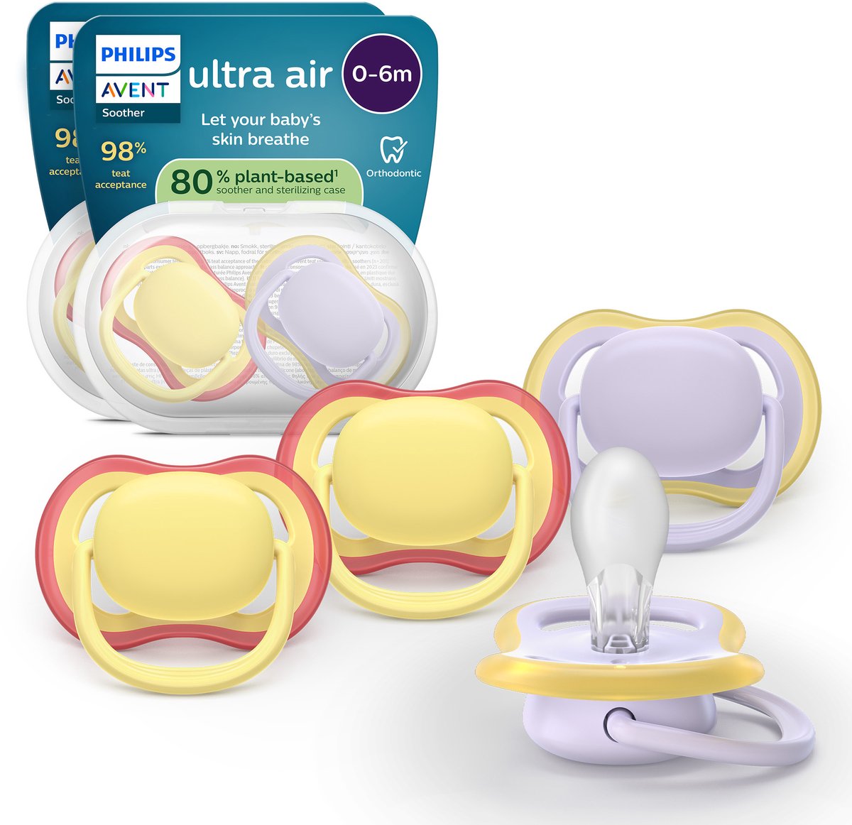 Philips avent ultra air – ademend en lichtgewicht fopspeen (0-6 mnd) – 4 stuks - scf087 20