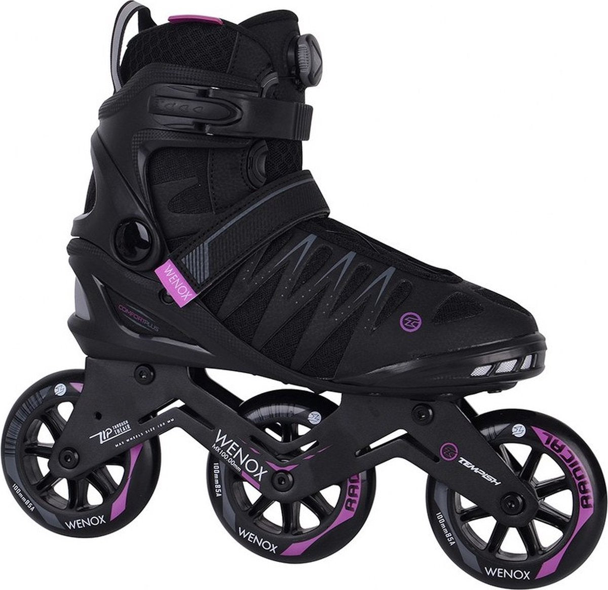 Tempish wenox top 100 dames skeelers - 4x100mm wielen - speed fitness inline skates - zwart roze - maat 39