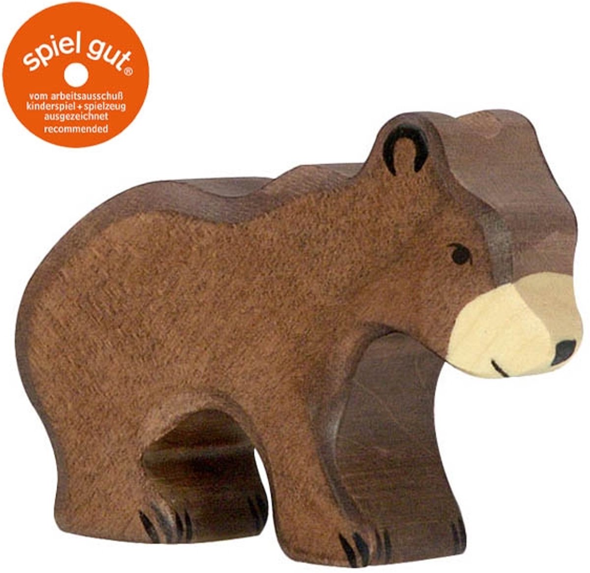 Holztiger wildernis - bruine beer klein - 9x2x7cm - houten figuur - handgemaakt