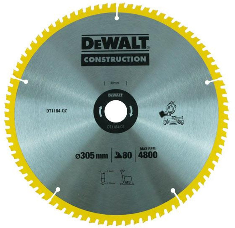 Dewalt dt1184-qz - cirkelzaagblad - 305mm - 80 tanden - voor hout