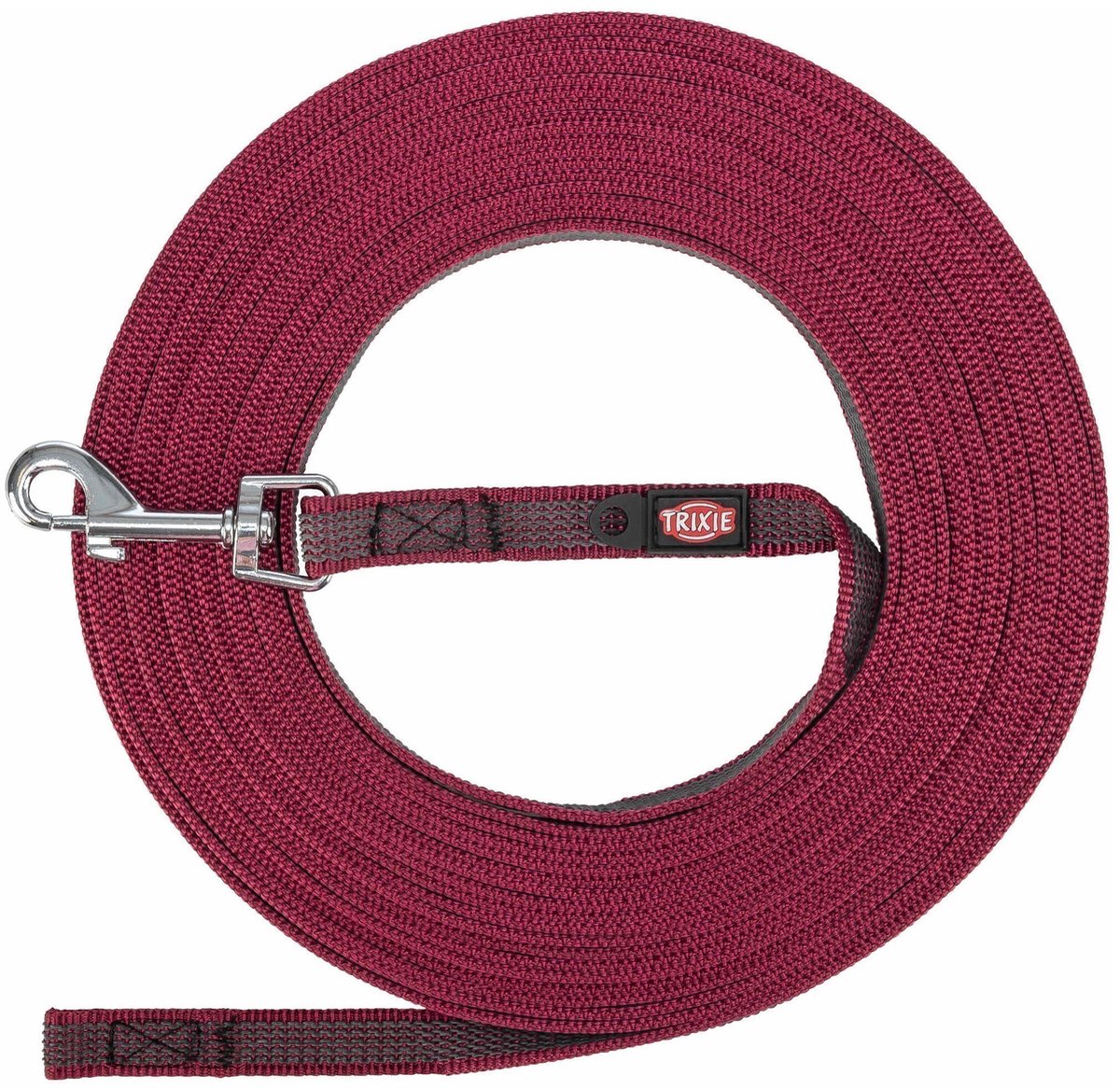 Trixie hondenriem - sleeplijn sangria 15mtr s m - rubber bekleed, geen handlus