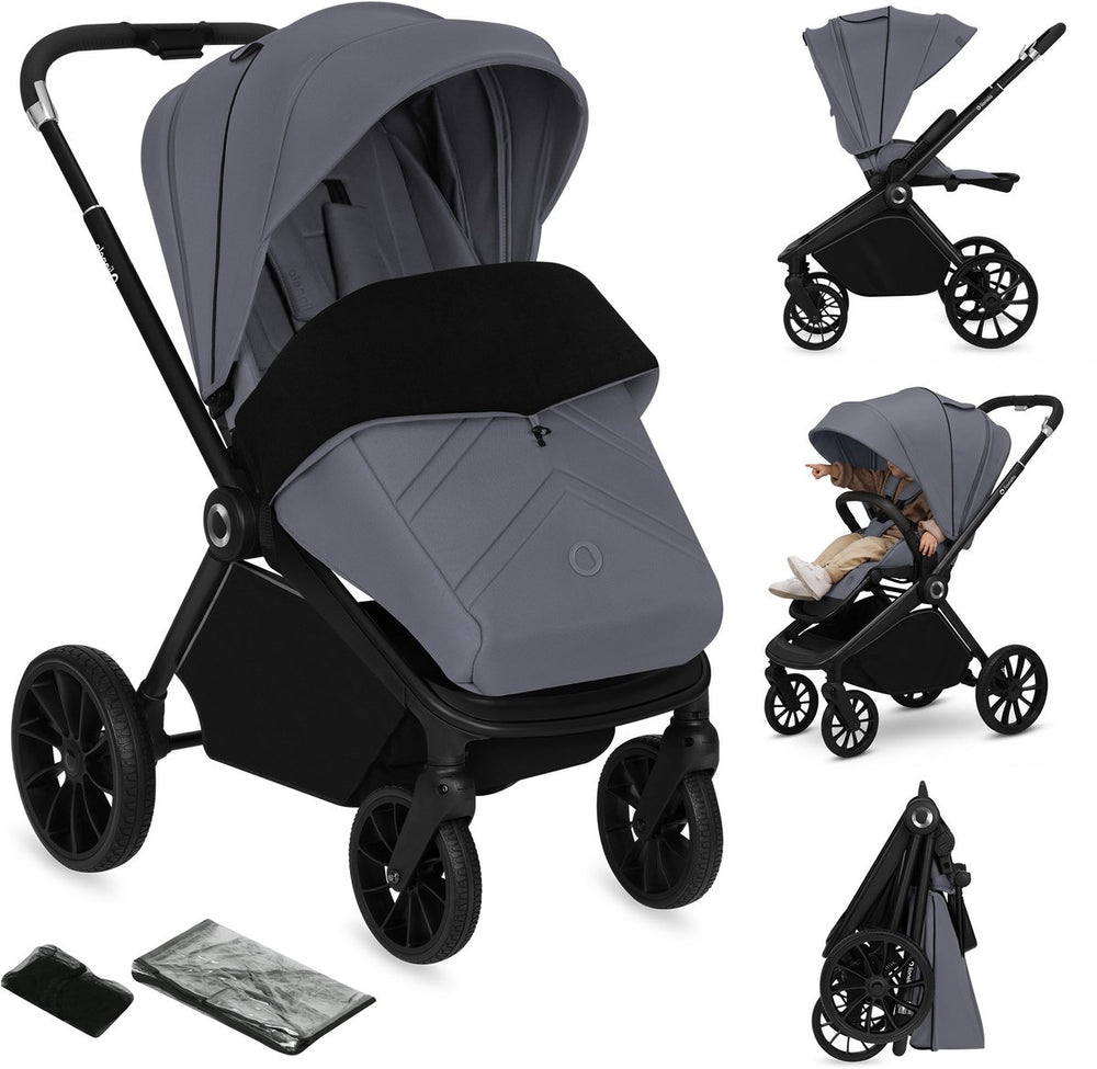 Lionelo mika plus kinderwagen - all-terrain wielen - lichtgewicht - verstelbare zitting - xxl kap met upf 50+ - compact opvouwbaar - inclusief accessoires