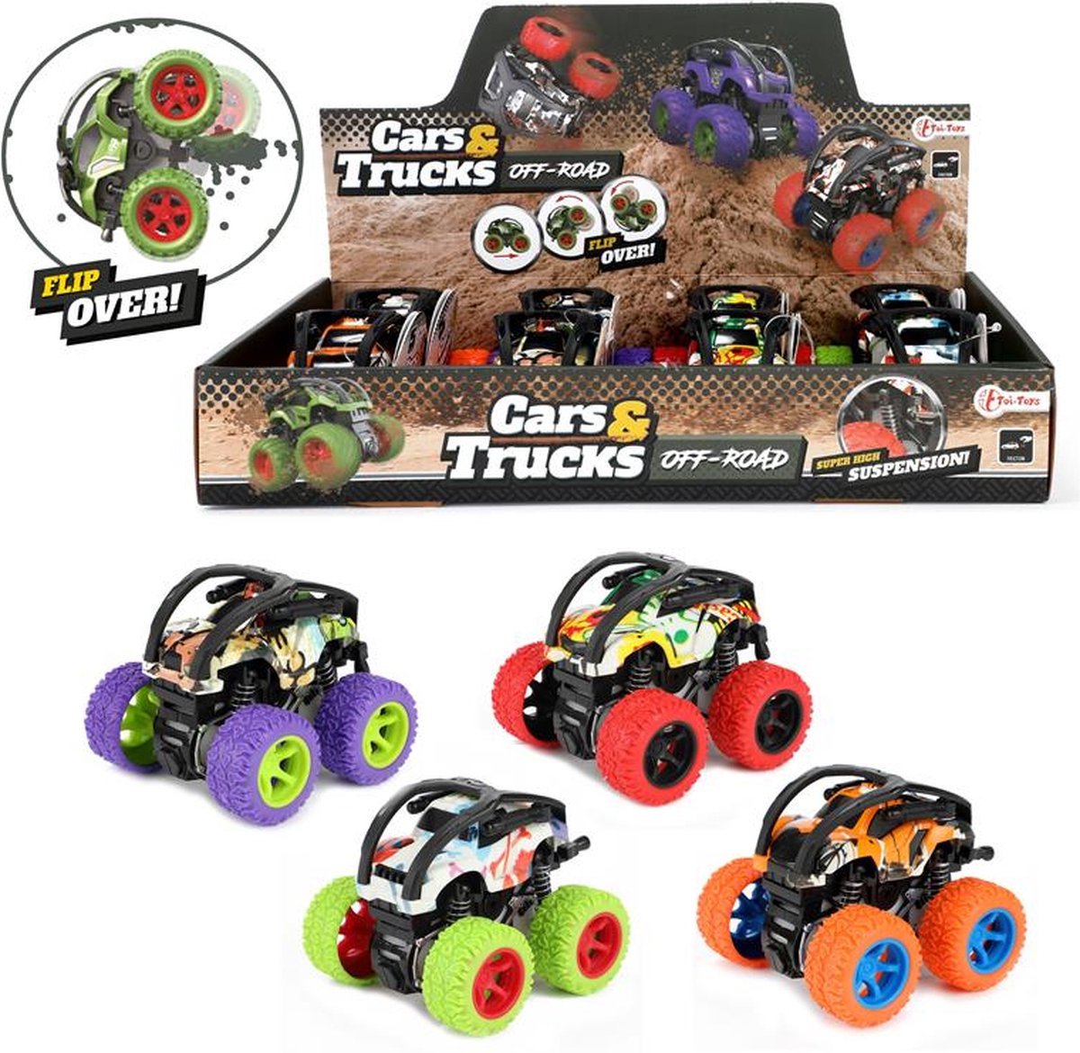 Vehicool cars trucks frictie monster truck flip over