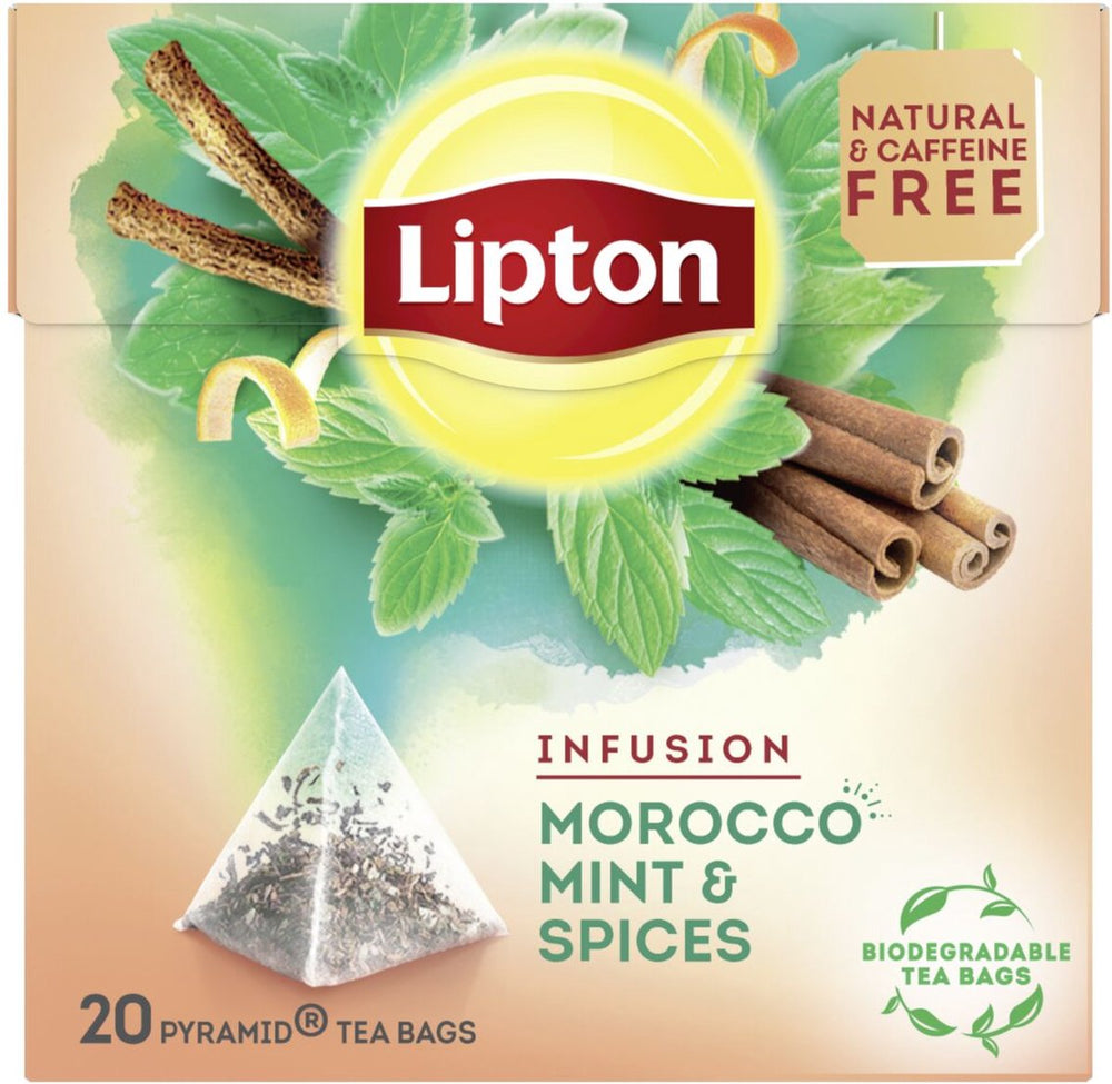 Lipton infusion morocco mint spices - 80 theezakjes piramid - kruidenthee met munt - 4 x 20 zakjes - voordeelverpakking