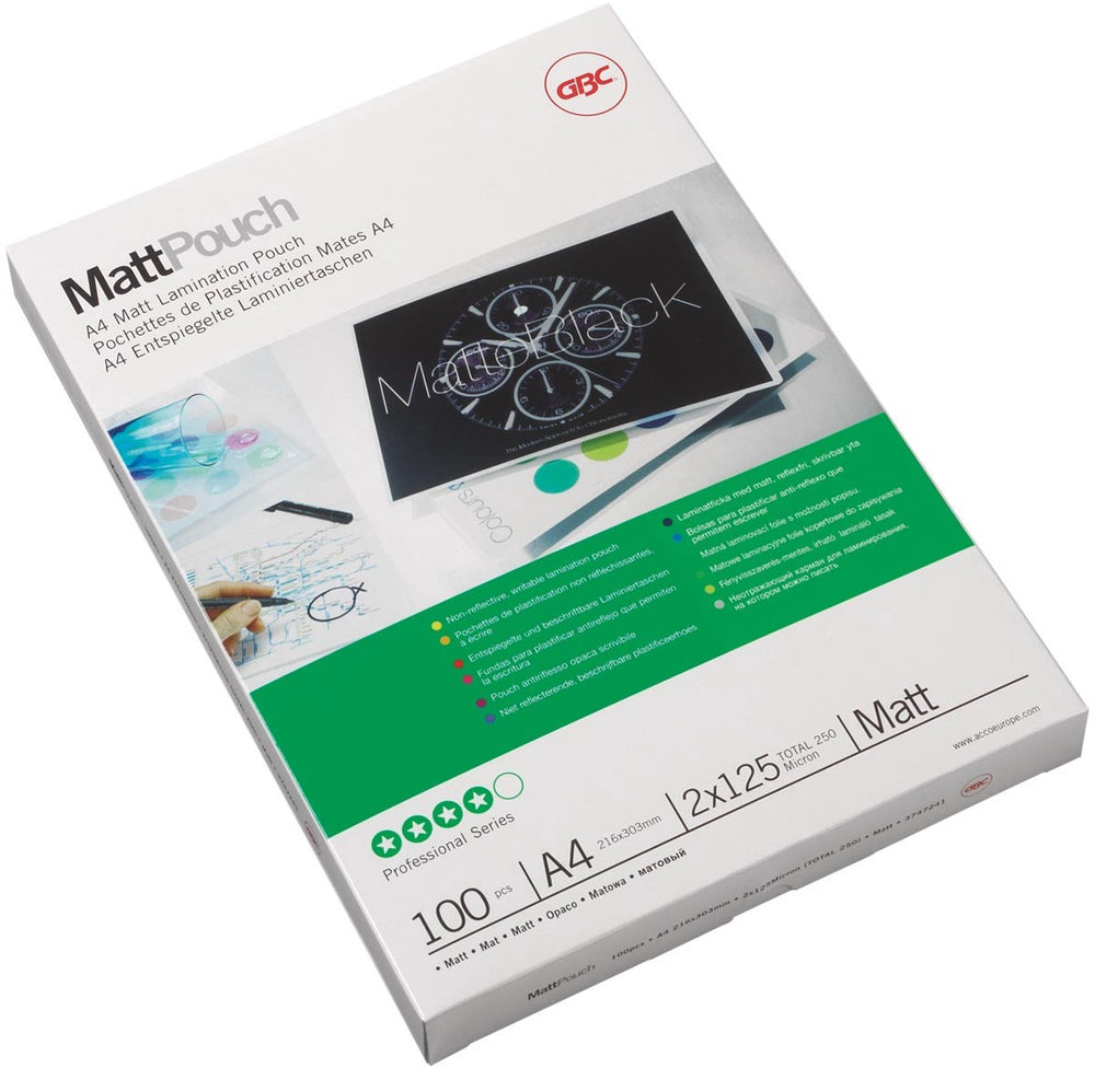 Gbc matte lamineerhoezen ft a3 250 micron (2 x 125 micron), pak van 50 stuks