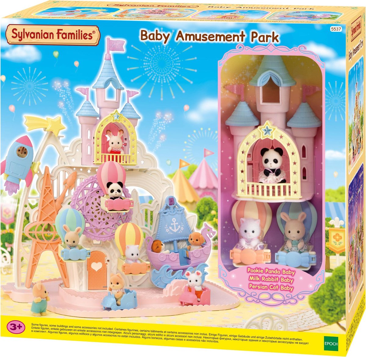 Sylvanian families 5537 baby pretpark- schommelschip- raket- reuzenrad- kasteel- 3 babyfiguren