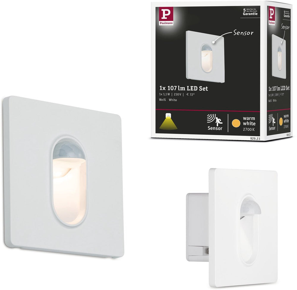 Paulmann led-wandinbouwlamp wall hoekig 78x78 mm 1,1w 65lm 230v 2700k wit