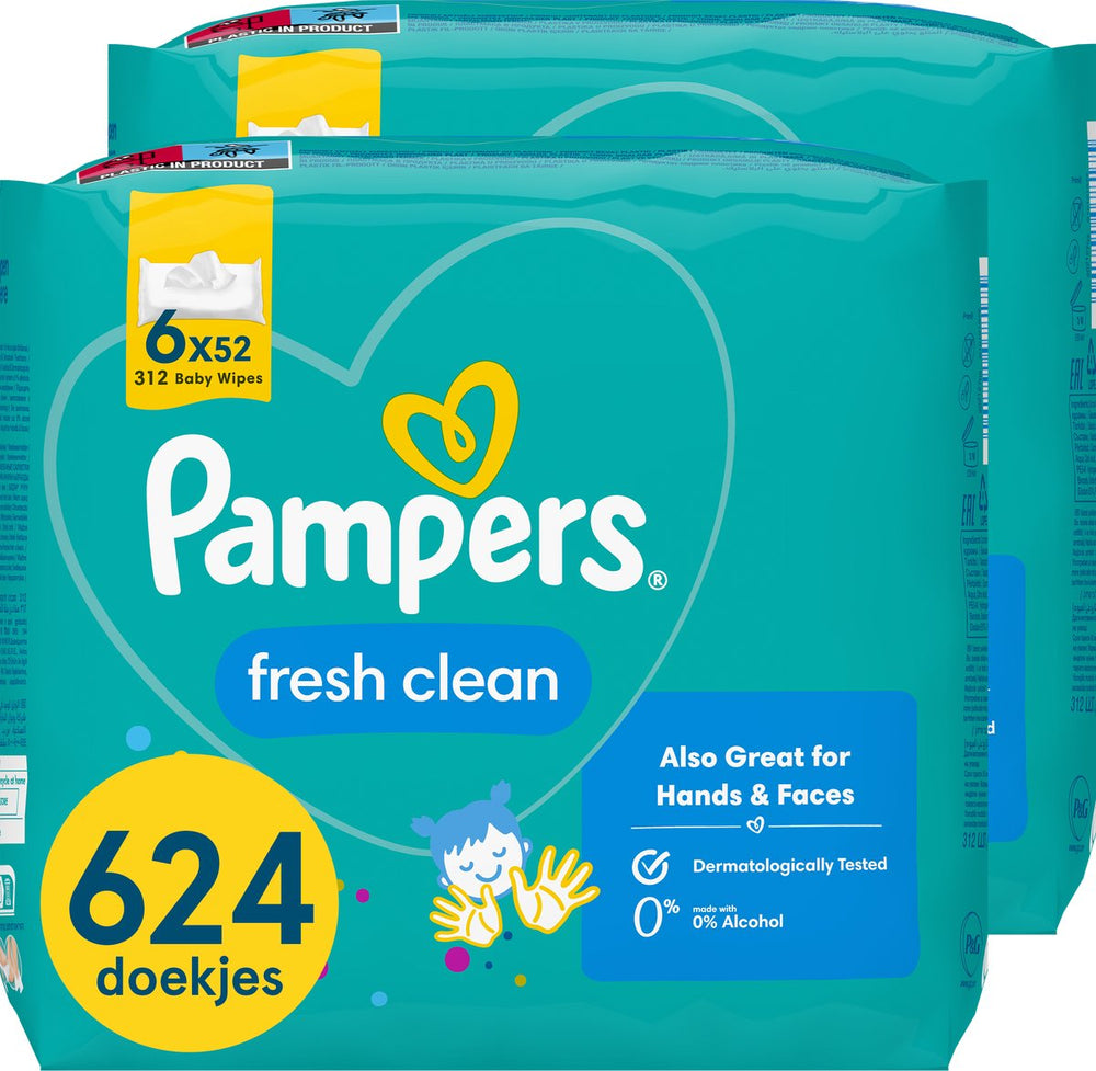 Pampers fresh clean babydoekjes - 12 x 52 = 624 doekjes