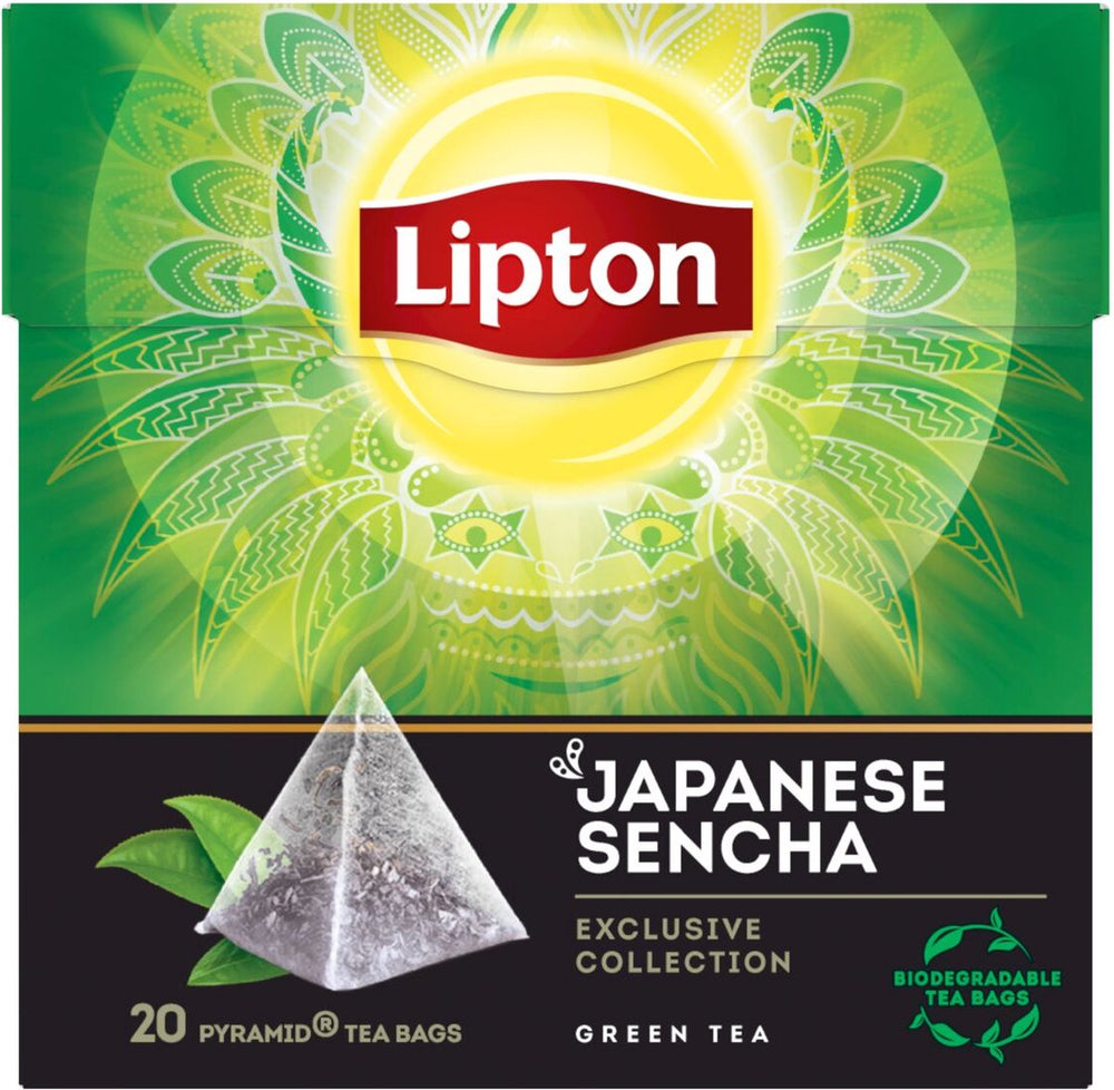 Lipton green tea japanse sencha - 80 theezakjes piramid - groene thee sencha - 4 x 20 zakjes - voordeelverpakking